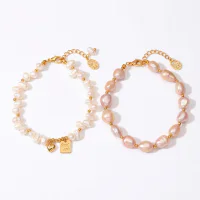 Natural Freshwater Baroque Pearl Heart Bracelet