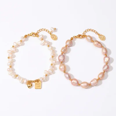 Natural Freshwater Baroque Pearl Heart Bracelet