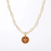 Double-Layer Electroplated Imitation Pearl Eight-Pointed Star Necklace