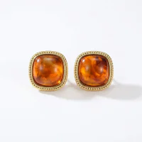 Copper Natural Amber Earrings with 92