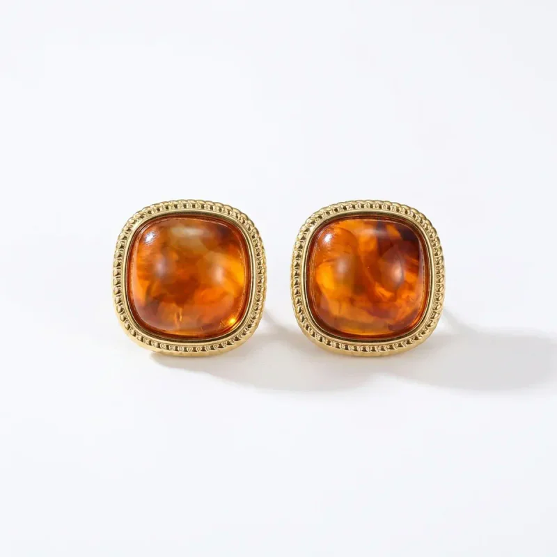 Copper Natural Amber Earrings with 92 - hình ảnh 1