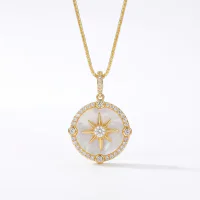 Gold Plated Natural Fritillary Eight-Awn Star Necklace