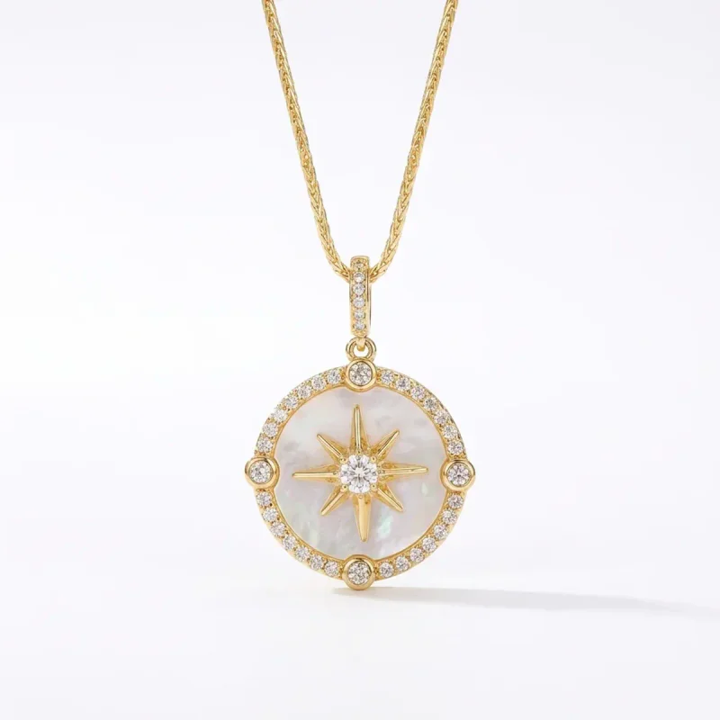Gold Plated Natural Fritillary Eight-Awn Star Necklace - hình ảnh 1