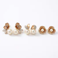 Copper Gold Plated Geometric Stud Earrings, Mocha Mousse, 925 Sterling Silver Post