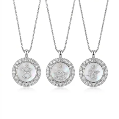 Zodiac Natural Shell Micro-Inlaid Adjustable Necklace