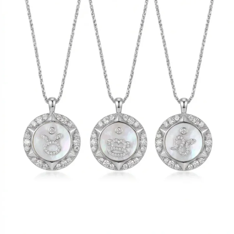 Zodiac Natural Shell Micro-Inlaid Adjustable Necklace - image 1