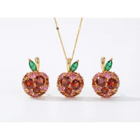 Wholesale Gold Plated Zircon Cherry Jewelry Set