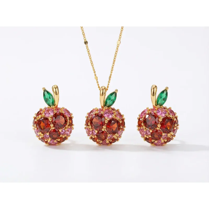 Wholesale Gold Plated Zircon Cherry Jewelry Set - image 1