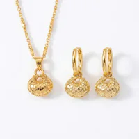 Gold Plated Peace Lock Necklace & Earrings