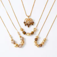Copper Plated 18K Gold Multi-layer Pearl Tiger Eye
