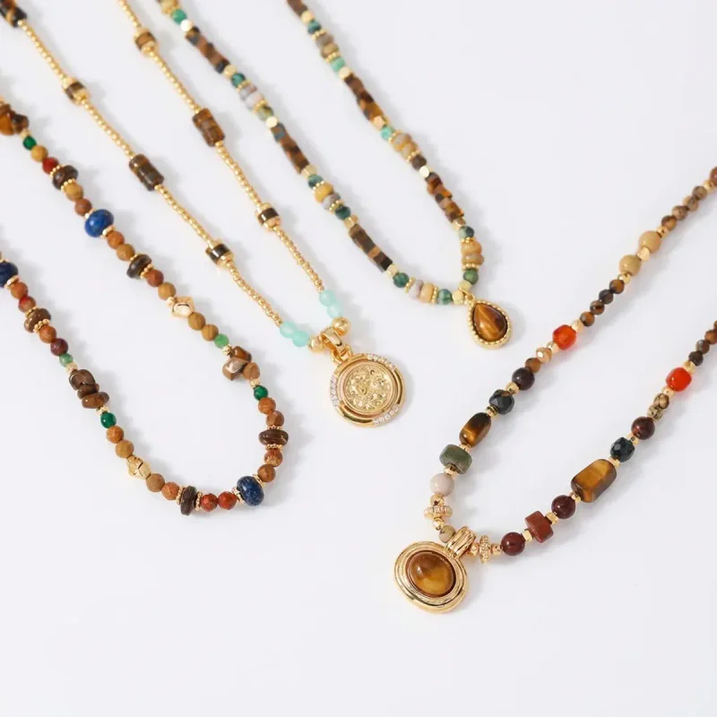 Tigereye Pony Beaded Double Layer Necklace - image 1