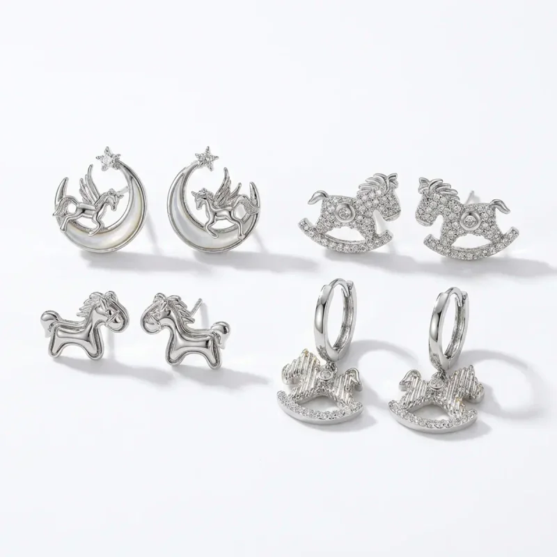 Pony Pearl Earrings, Copper Plated Gold, 925 Silver Needle - image 1