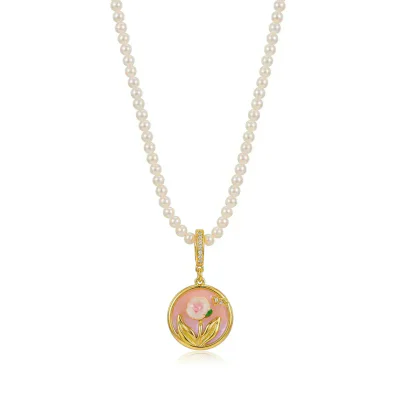Natural Pearl Vintage Oil Painting Collarbone Necklace
