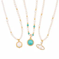 Zircon Pearl Pendant Necklace