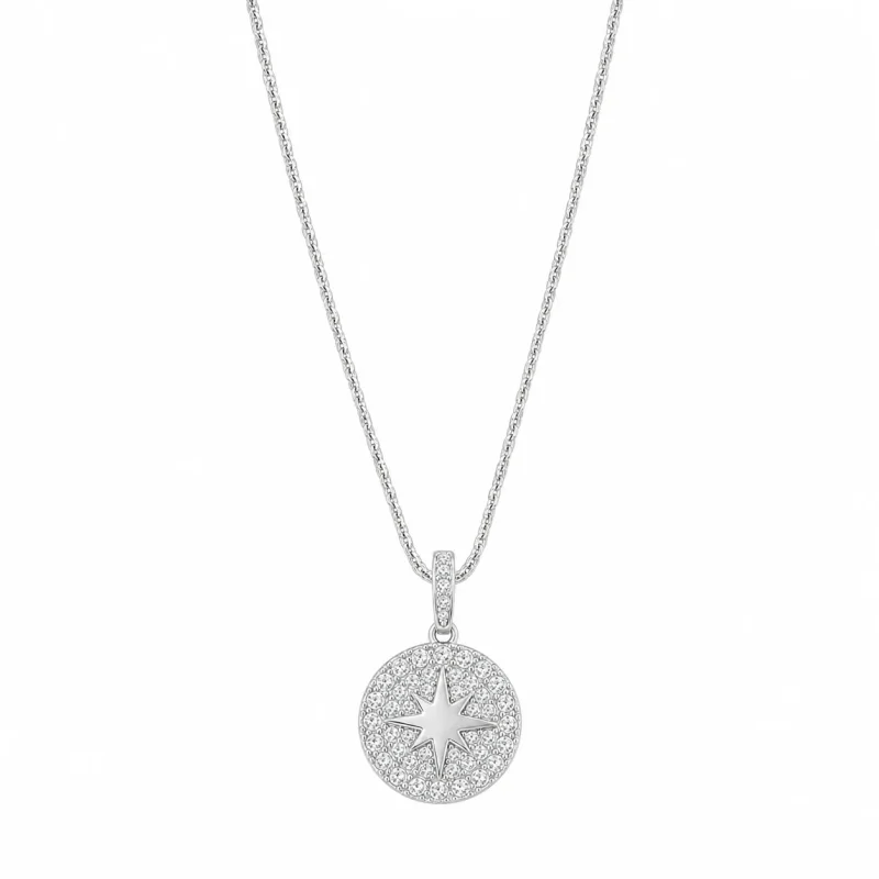 Compass Star Diamond Sweater Chain Necklace - image 1