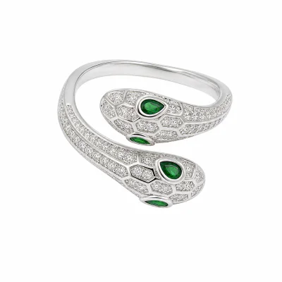 Real Gold Plated Snake Micro Zircon Emerald Necklace