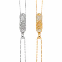 Diamond-Embedded Pixiu Pendant Necklace, Mixed Gemstone Inlay