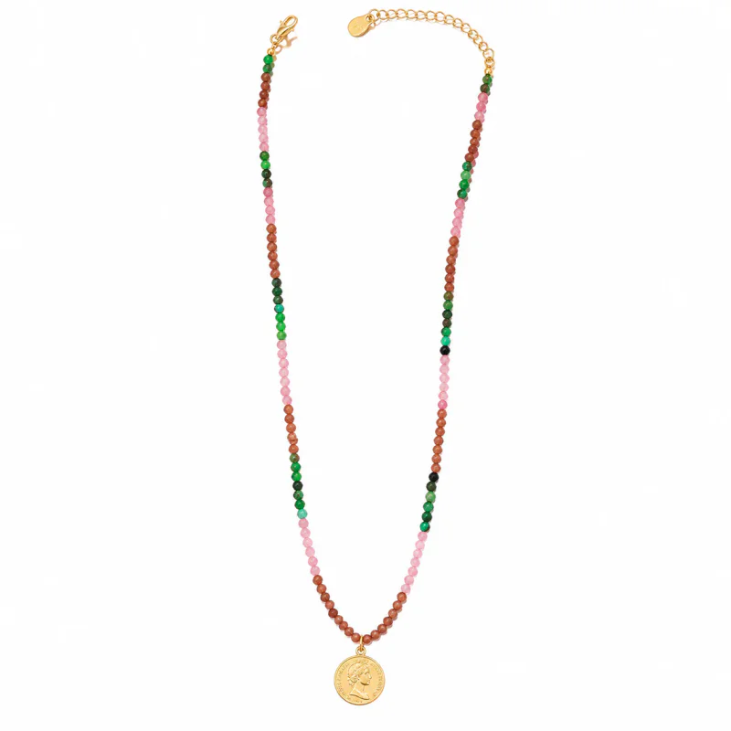Colorful Pearl Gem Clavicle Chain - image 1