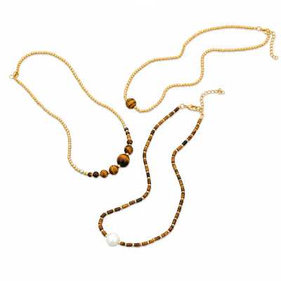 Vintage Natural Tigereye Waterdrop Necklace