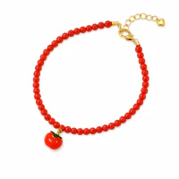 Chinese Red Liuli Pendant Coral Bead Necklace