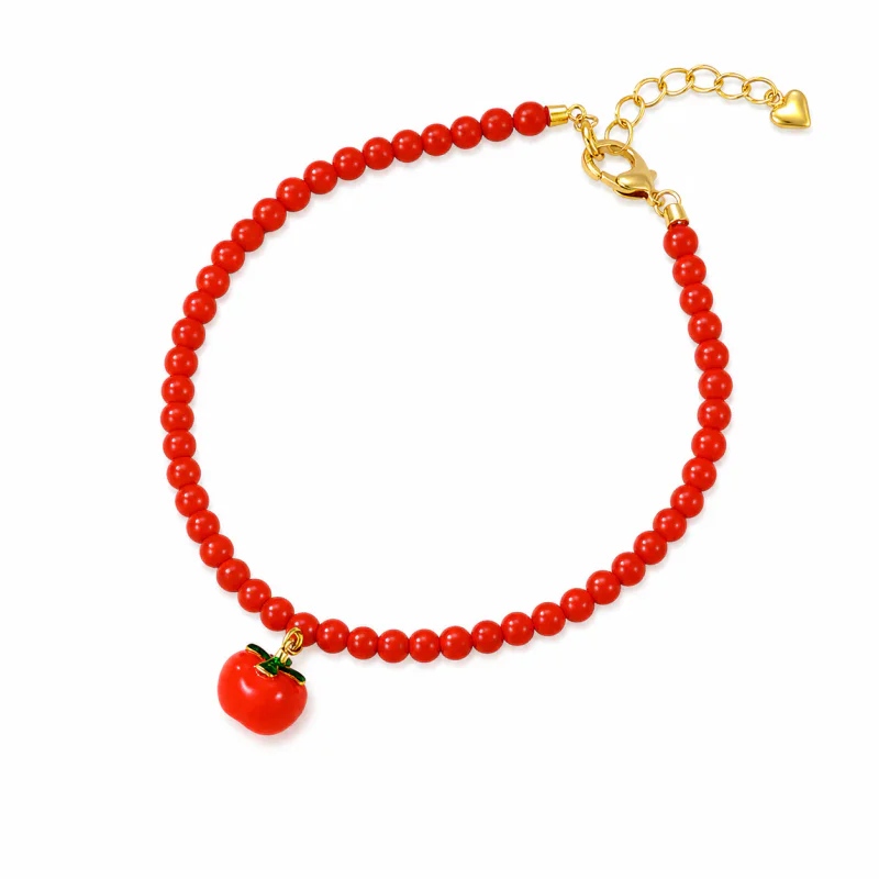 Chinese Red Liuli Pendant Coral Bead Necklace - image 1