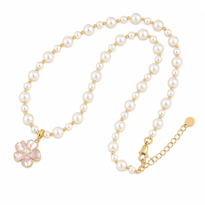 Pink Camellia Pearl Necklace Wholesale - image 1