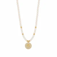 Manta Rose Zirconia Inlaid Pearl Necklace
