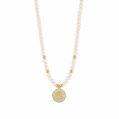 Manta Rose Zirconia Inlaid Pearl Necklace