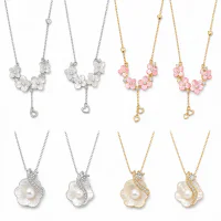 Real Gold Plated Copper Camellia Flower Necklace