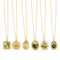 Women's Oil Paint Contrast 3D Inlaid Pearl Pull Necklace