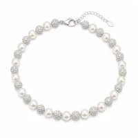 Zircon Inlaid Perfect Circle Pearl Sweater Chain