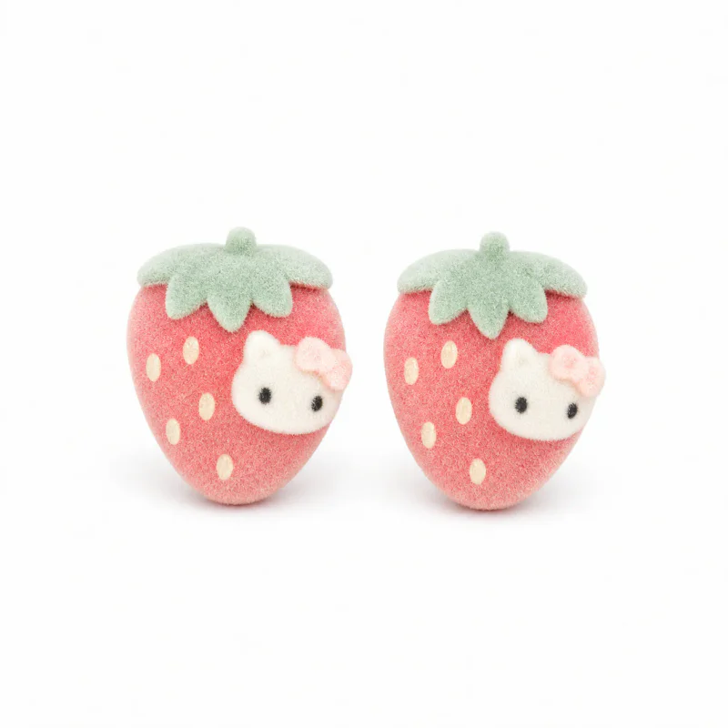 S925 Sterling Silver Plush Bear Cartoon Earrings - image 1