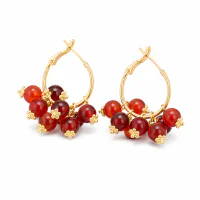 925 Sterling Silver Red Agate Round Bead Stud Earrings 6mm