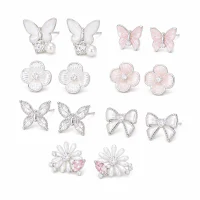 Painted Butterfly Camellia Stud Earrings