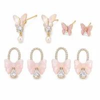 Wholesale 925 Silver Rhinestone Butterfly Stud Earrings