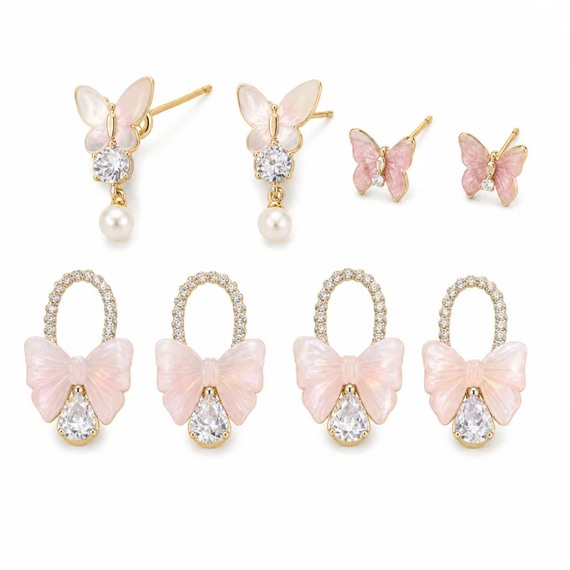 Wholesale 925 Silver Rhinestone Butterfly Stud Earrings - image 1