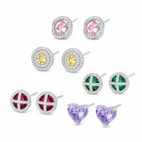 Colorful Geometric Zircon Stud Earrings