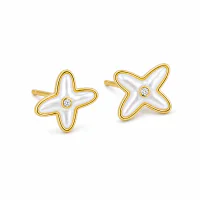 Cross Pave Zirconia Stud Earrings, 9