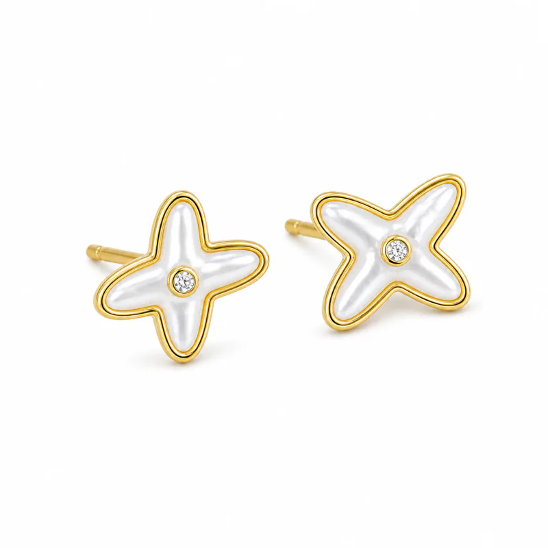 Cross Pave Zirconia Stud Earrings, 9 - image 1