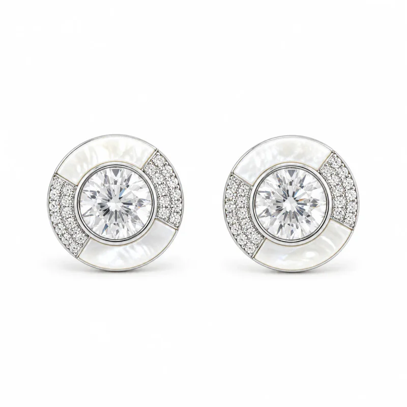 Fashion Shell Stud Earrings Silver Needle - image 1