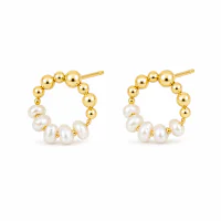 Natural Pearl S925 Silver Needle Gold Plated Ear Studs