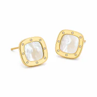 Natural Mother-of-Pearl Zircon Inlaid Ear Studs Wholesale