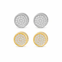 Unisex Hip Hop Round Studs Gold Plated S925 Post