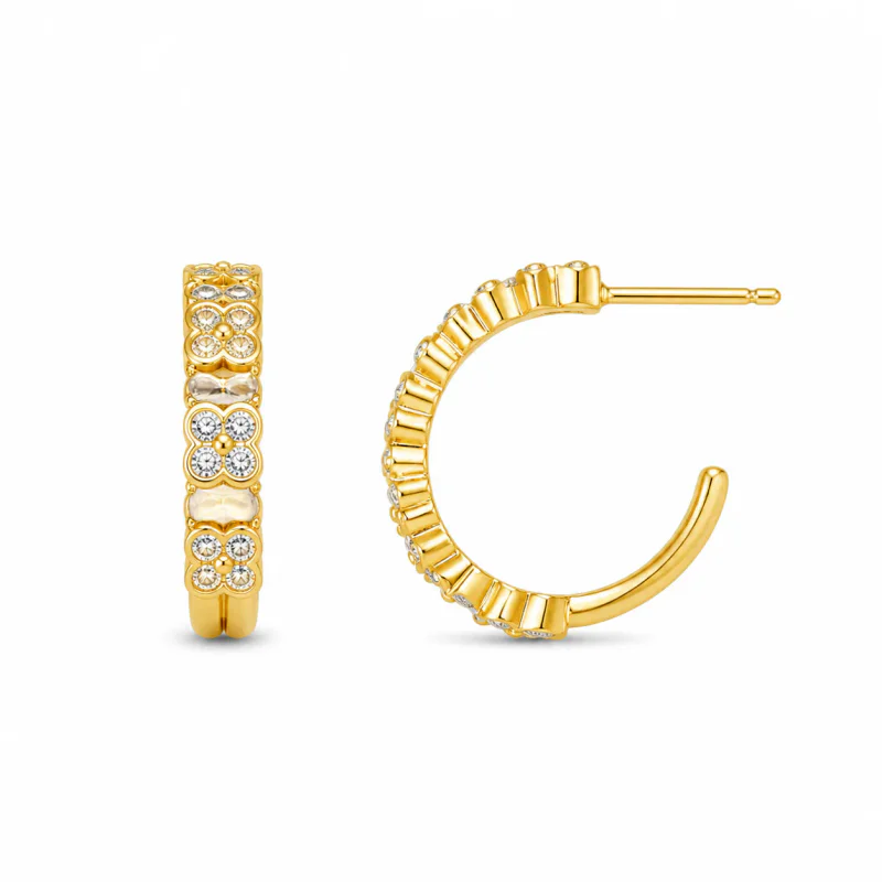 925 Sterling Silver Micro Inlaid Zircon Hoop - image 1