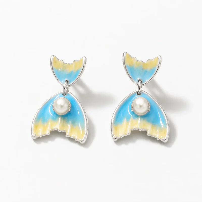 Monet Garden Natural Pearl 925 Silver Retro Oil Painting Earrings - image 1