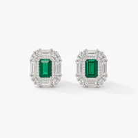 Quadrilateral Emerald Zircon Studs