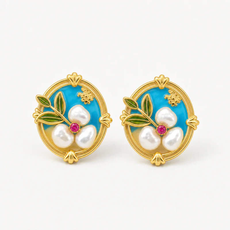 Monet Garden Natural Pearl Sterling Silver Vintage Earrings - image 1