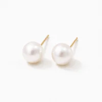 6mm Natural Freshwater Pearl 925 Sterling Silver Stud Earrings