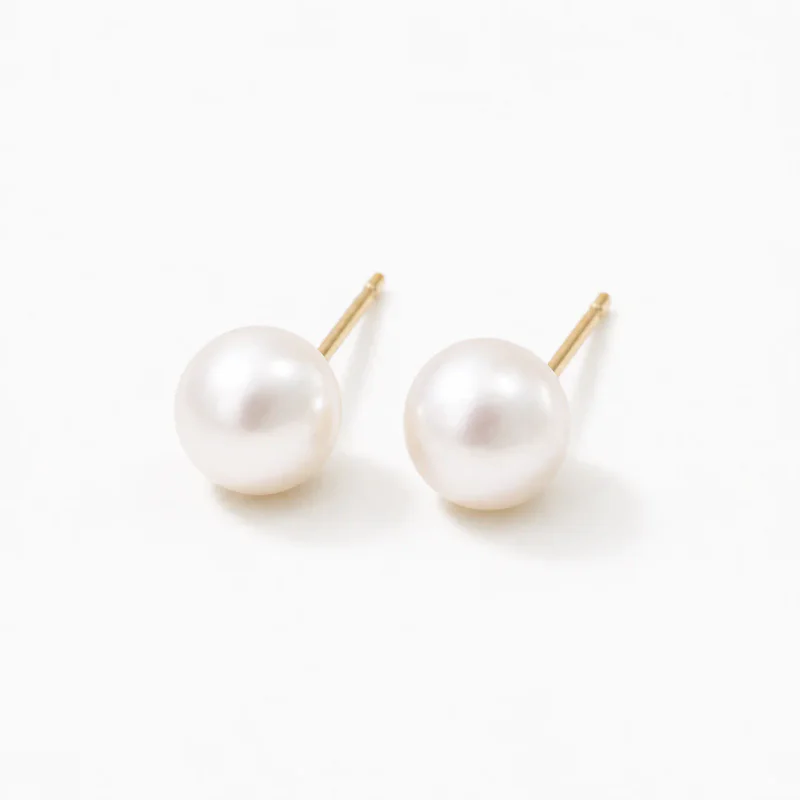 6mm Natural Freshwater Pearl 925 Sterling Silver Stud Earrings - image 1