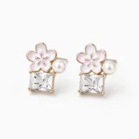 Copper Electroplated Flower Stud Earrings Wholesale